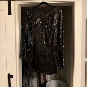 Lulu's Black Sequin Mini Dress